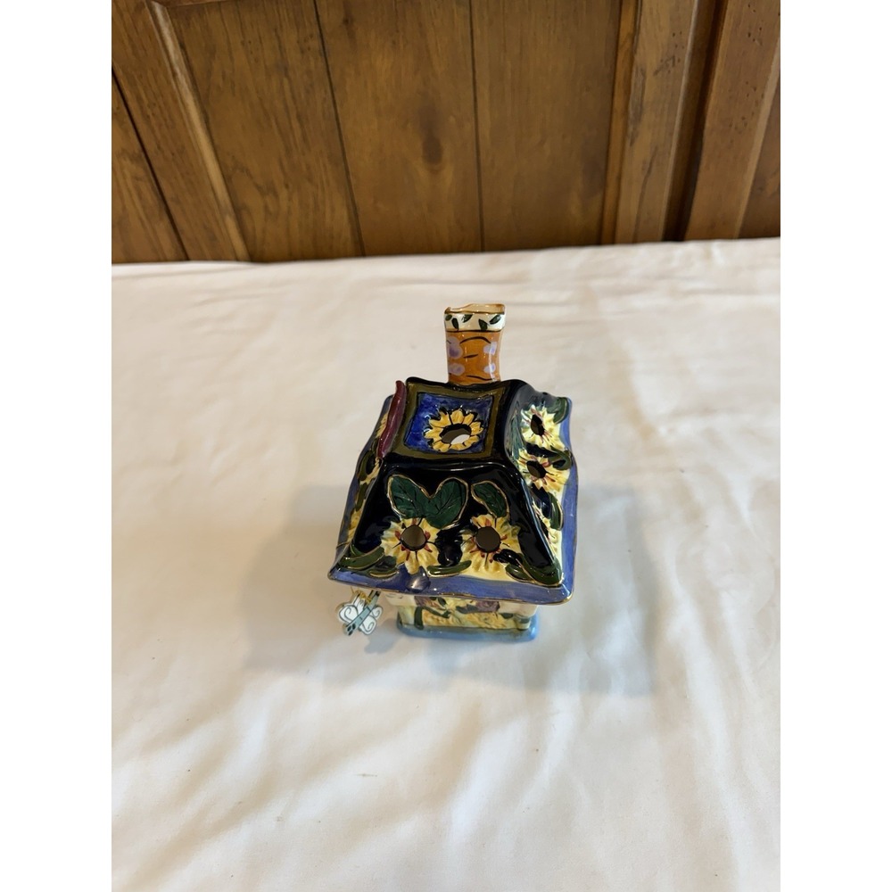 Vtg Blue Sky Joy Ceramic Candle House Dragonfly Signed Heather Goldminc 2003 - Picture 6 of 9